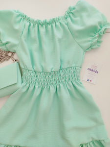 Vestido+bolso "Bateles" verde agua 4/14 años