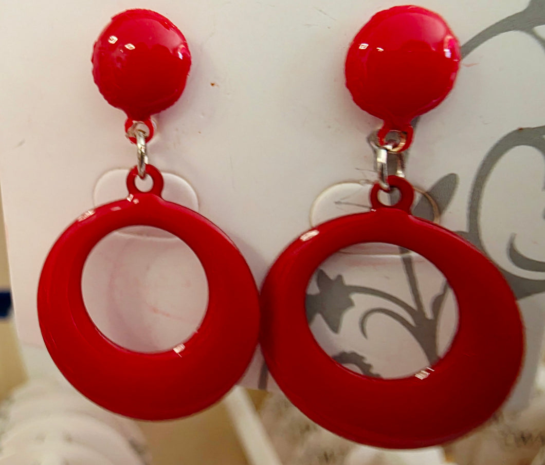 Pendientes  flamenca rojo tornillo