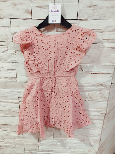 Vestido perforado rosa 4/14 años