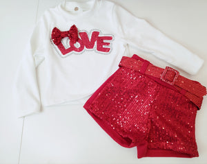 Conjunto "Lazo love" rojo 2 a 12 años