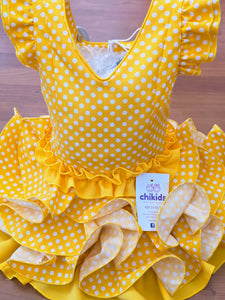 Vestido Flamenca "Macanita" Amarillo /blanco