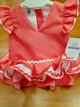 Cargar imagen en el visor de la galería, Vestido y braga Flamenca "Rosarillo" coral 3 a 18 meses