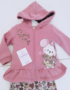 Conjunto "Spring to go" rosa empolvado 12 a 36 meses