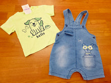Cargar imagen en el visor de la galería, Conjunto peto vaquero+camiseta "perrito" verde ref sno5574 | Coleccion primavera verano