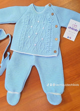 Cargar imagen en el visor de la galería, Conjunto lana 3 piezas 0 a 3 meses Azul Celeste Ref. | Canastilla