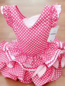 Vestido Flamenca " Lolita" Rosa fucsia /blanco