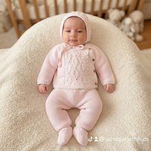 Cargar imagen en el visor de la galería, Conjunto lana 3 piezas 0 a 3 meses Rosa bebe Ref 1950| Canastilla