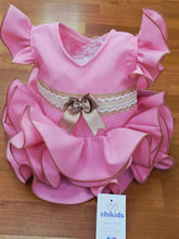 Cargar imagen en el visor de la galería, Vestido y braga Flamenca "Paquera" rosa 3 a 18 meses