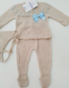 Conjunto 3 pza hilo "mar" camel 1/3 meses