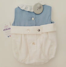 Cargar imagen en el visor de la galería, Pelele "Leonor" celeste 3 a 24 meses | Ceremonia Primavera Verano