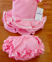 Cargar imagen en el visor de la galería, Vestido y braga Flamenca "Rosarillo" rosa bebe/blanco 3 a 18 meses
