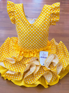 Vestido Flamenca "Macanita" Amarillo /blanco