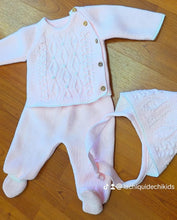 Cargar imagen en el visor de la galería, Conjunto lana 3 piezas 0 a 3 meses Rosa bebe Ref 1950| Canastilla