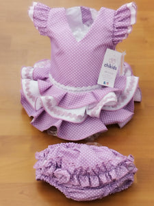 Vestido y braga Flamenca "Rosarillo" malva 3 a 18 meses.