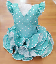 Cargar imagen en el visor de la galería, Vestido flamenca &quot;Paquera&quot; verde agua de 0 a 6 años