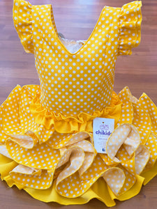 Vestido Flamenca "Macanita" Amarillo /blanco