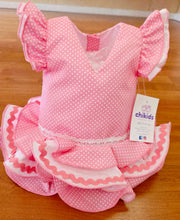 Cargar imagen en el visor de la galería, Vestido y braga Flamenca "Rosarillo" rosa bebe/blanco 3 a 18 meses