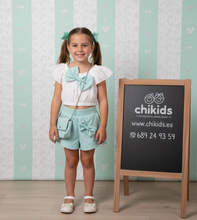 Cargar imagen en el visor de la galería, Conjunto falda pantalón "Sulena" verde 4 a 14 años