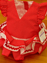Cargar imagen en el visor de la galería, Vestido y braga Flamenca "Rosarillo" rojo/blanco 3 a 18 meses