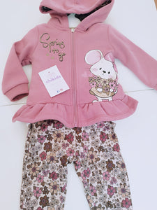 Conjunto "Spring to go" rosa empolvado 12 a 36 meses