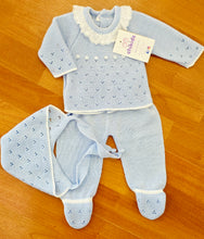 Cargar imagen en el visor de la galería, Conjunto hilo 0 a 6 mes Celeste | Primavera Verano