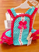 Cargar imagen en el visor de la galería, Ranita Flamenca "Faraona" verde agua/rosa fucsia 3 a 18 meses