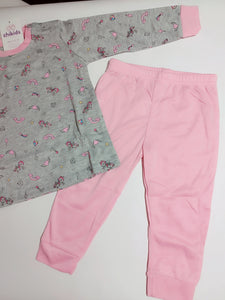 Pijama "unicornio" rosa/gris 1 a 5 años