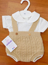 Cargar imagen en el visor de la galería, Conjunto hilo peto 1 a 6 meses camel | primavera verano