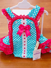 Cargar imagen en el visor de la galería, Ranita Flamenca "Faraona" verde agua/rosa fucsia 3 a 18 meses