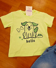 Cargar imagen en el visor de la galería, Conjunto peto vaquero+camiseta "perrito" verde ref sno5574 | Coleccion primavera verano