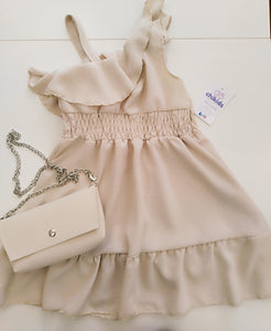 Vestido y bolso "Roche" marfil 4/14 años