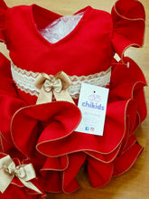 Cargar imagen en el visor de la galería, Vestido y braga Flamenca "Paquera" rojo 3 a 18 meses