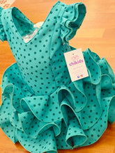 Cargar imagen en el visor de la galería, Vestido Flamenca "Buleria" Verde lunar verde 0 a 6 años