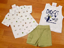 Cargar imagen en el visor de la galería, Conjunto 3 piezas "Dog" blanco y verde ref: ja2469 | Primavera verano