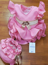 Cargar imagen en el visor de la galería, Vestido y braga Flamenca "Paquera" rosa 3 a 18 meses