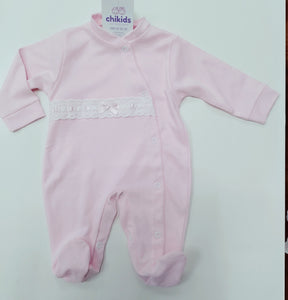 Pijama/pelele 0/6 mes tira bordada rosa