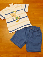 Cargar imagen en el visor de la galería, Conjunto "Dino rayas" azul ref:rf1854| Primavera verano