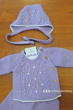 Cargar imagen en el visor de la galería, Conjunto lana 3 piezas 0 a 3 meses Malva Ref. 1950 | Canastilla