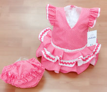 Cargar imagen en el visor de la galería, Vestido y braga Flamenca &quot;Rosarillo&quot; fucsia 3 a 18 meses