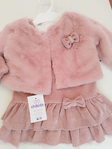 Conjunto Pichi+camiseta+chaqueta pelo 1 a 5 años Rosa