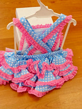 Cargar imagen en el visor de la galería, Ranita Flamenca "Faraona" celeste/rosa 3 a 18 meses