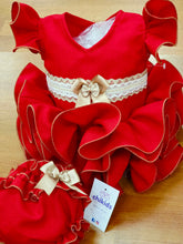 Cargar imagen en el visor de la galería, Vestido y braga Flamenca "Paquera" rojo 3 a 18 meses