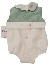 Cargar imagen en el visor de la galería, Pelele "Leonor" verde 0 a 24 meses | Ceremonia Primavera Verano