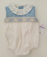 Cargar imagen en el visor de la galería, Pelele "Leonor" celeste 3 a 24 meses | Ceremonia Primavera Verano