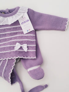 Conjunto lana 1665 malva 0 a 6 meses