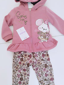 Conjunto "Spring to go" rosa empolvado 12 a 36 meses