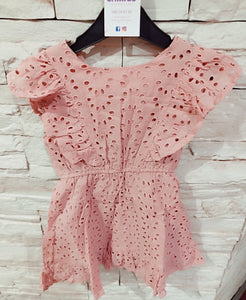 Vestido perforado rosa 4/14 años