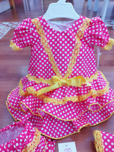 Flamenca Artesano  3 pieza fucsia 3 a 24 meses