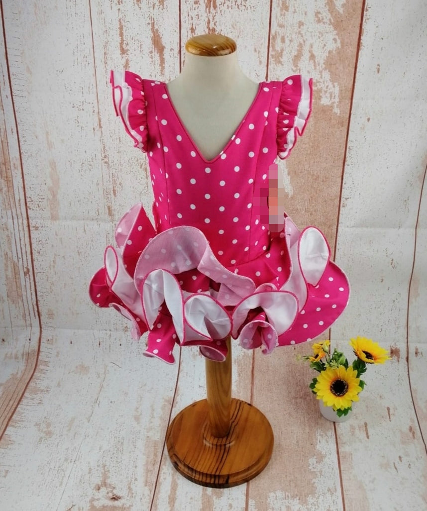 Vestido de flamenca para bebé fucsia.